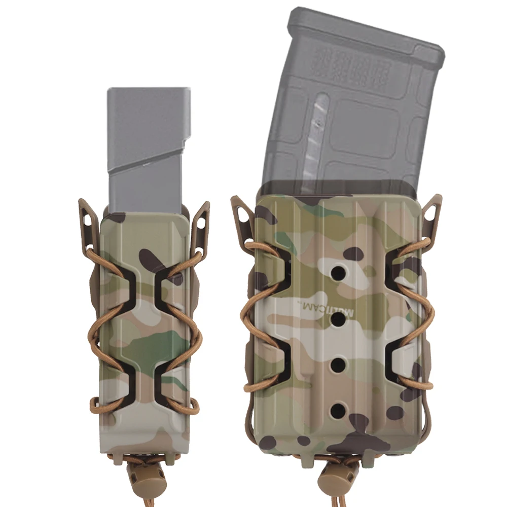 Airsoft 5.56 9mm Magazine Pouch All Terrain Molle Quick Release AR15 Rifle Pistol Mag Case Holster Tactical Plate Carrier Gear
