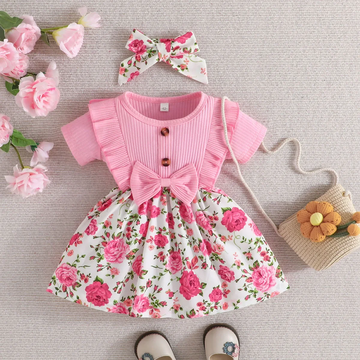 Dress Baby Girl Summer Short Cute Sleeve Fashion Floral Kids Princess Dresses For 0-3 Years old Newborn Baby Girls