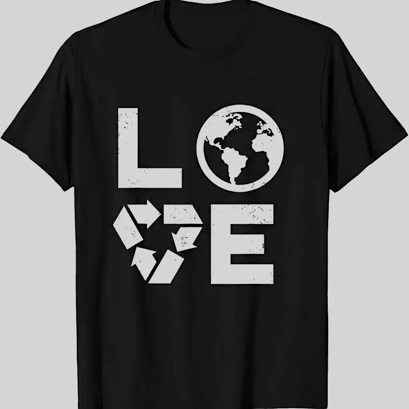 Liebe Earth Day 90S Vintage Recycled Children or Teacher Tee Shirt Soft and Comfortable Breathable Outdoor Sports Round Neck Top