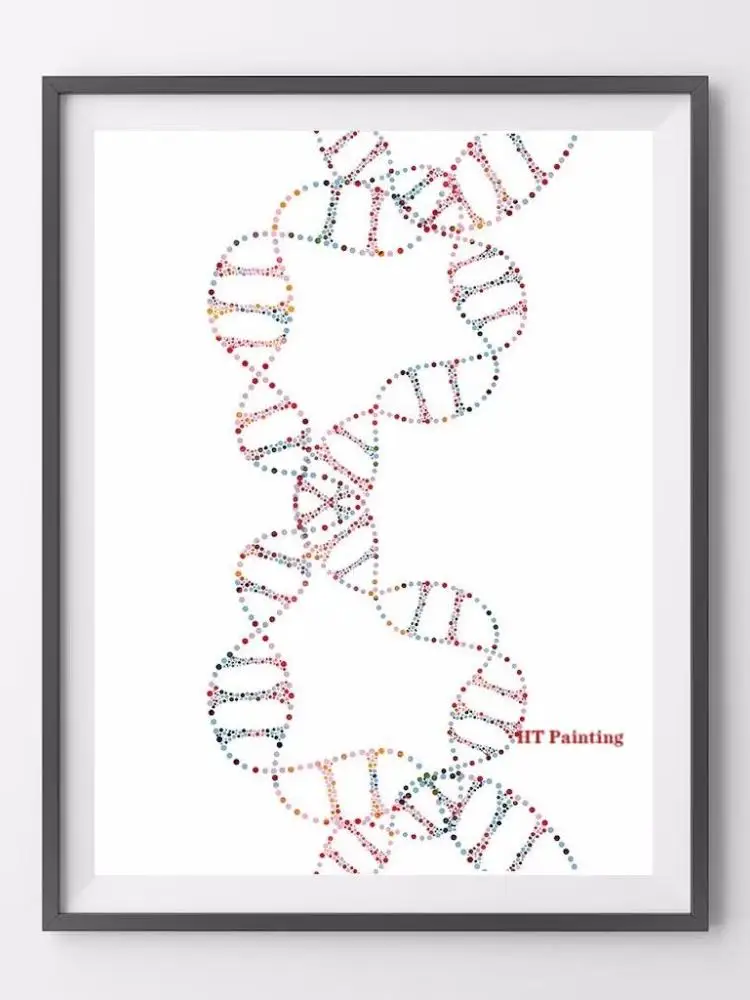 DNA Genetic Code Poster, Single Helix Tree Design, Biology Art Canvas Painting, Ideal for Science Education, Wall Art, Home Lab