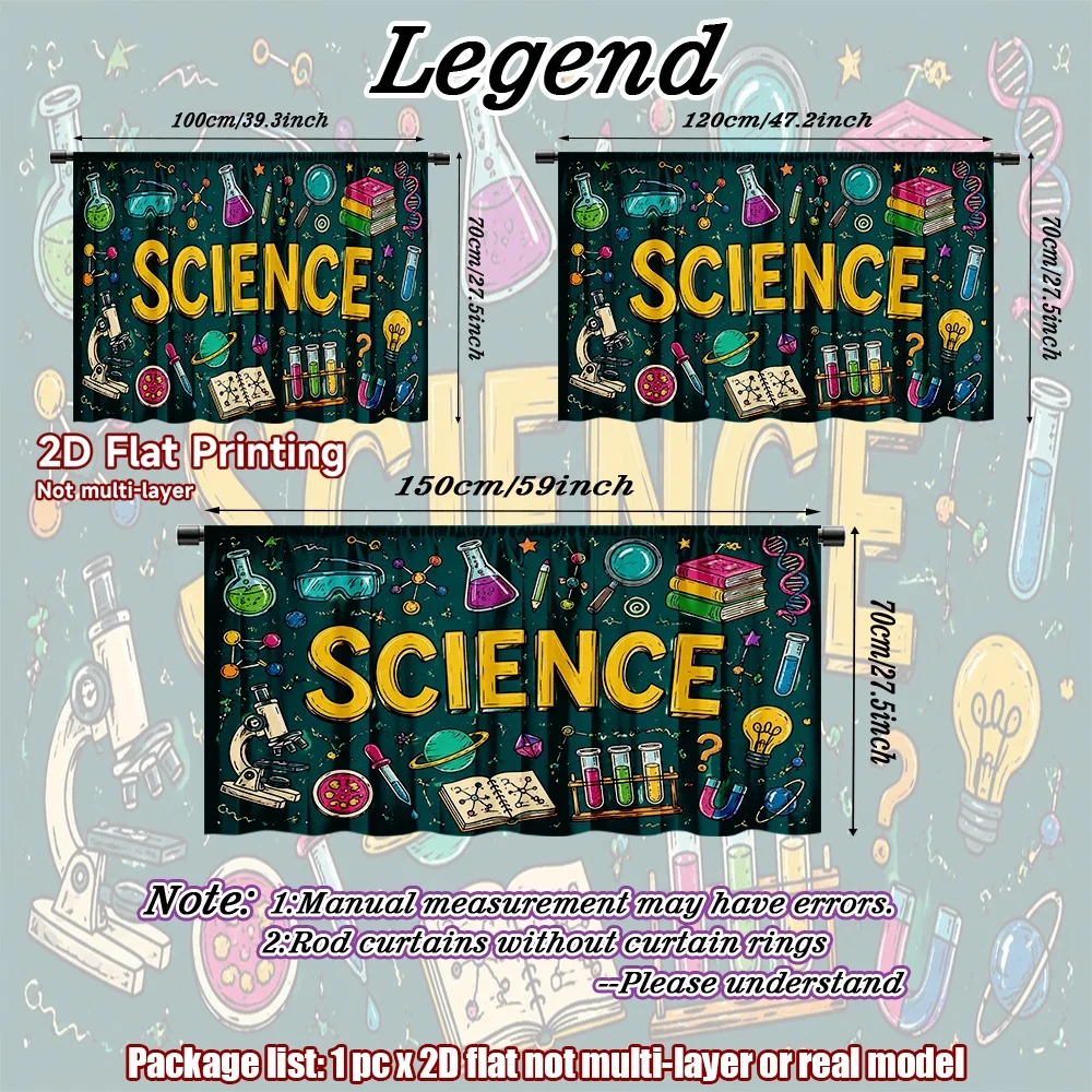 2D flat 1pc Country style Science Experiment Tools Digital printing Springtime kitchen curtains add a romantic touch to the
