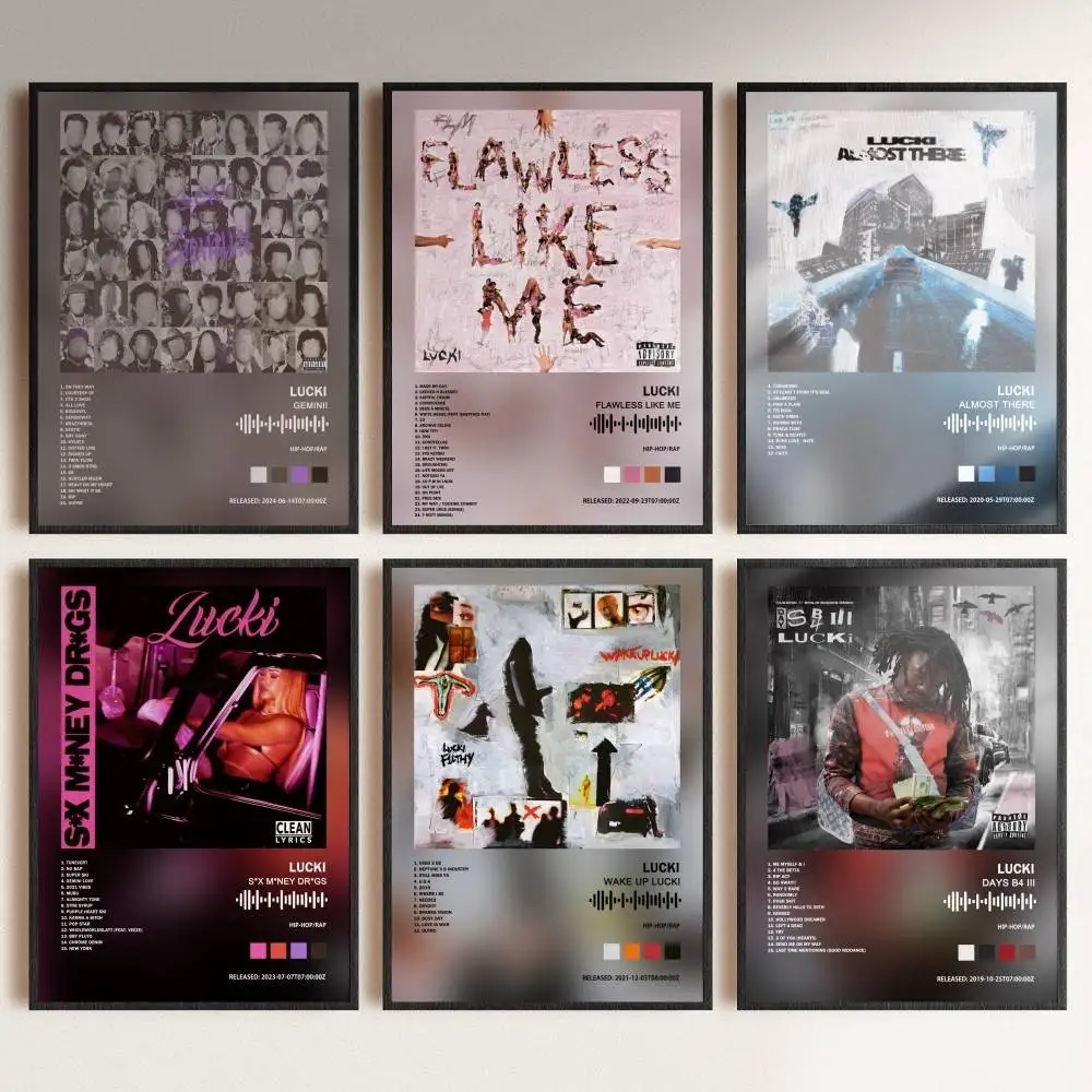 LUCKI Poster Album Art Cover Songs Music Rap Wall Waterproof Paper Sticker For Living Room Home Decor