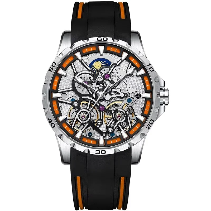 2026 New AILANG 8826-3 Double Domed Crystal Tourbillon Moon Phase Mechanical Watch, Men Luminous Waterproof Fashion Wristwatch,