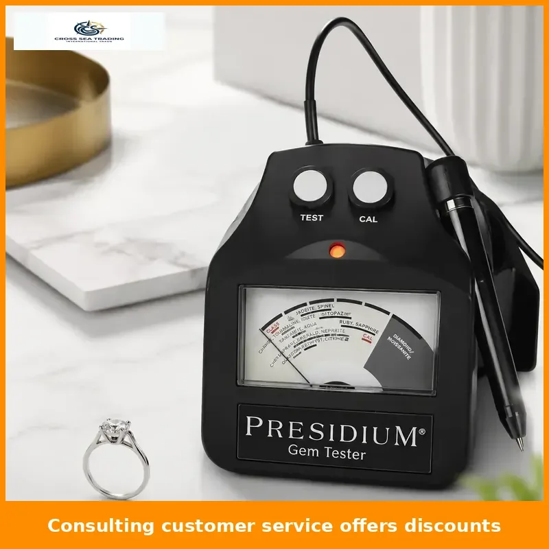 The Presidium PGT II colored gemstone tester estimates and displays gemstone testing tool components and gemstone testers