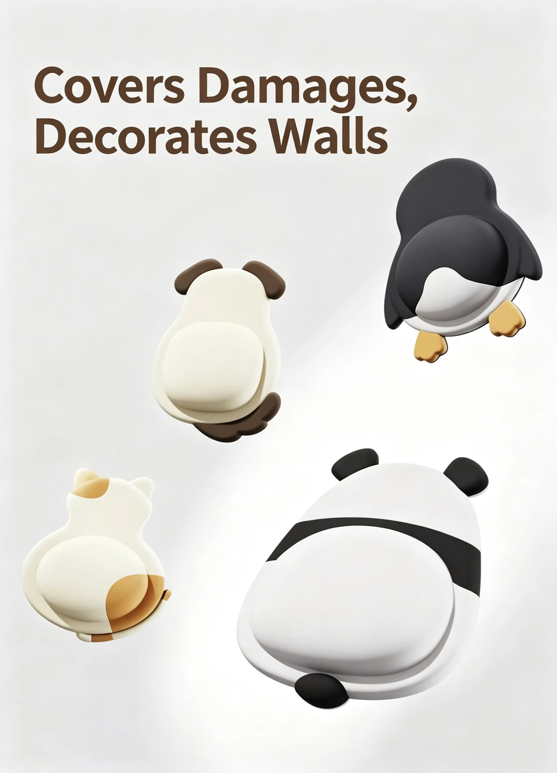 Your Walls Will Thank You! Cute Animal Door Stopper Wall Protector, 4 Pack Soft Rubber Pads - Cushion Impacts & Reduce Noise