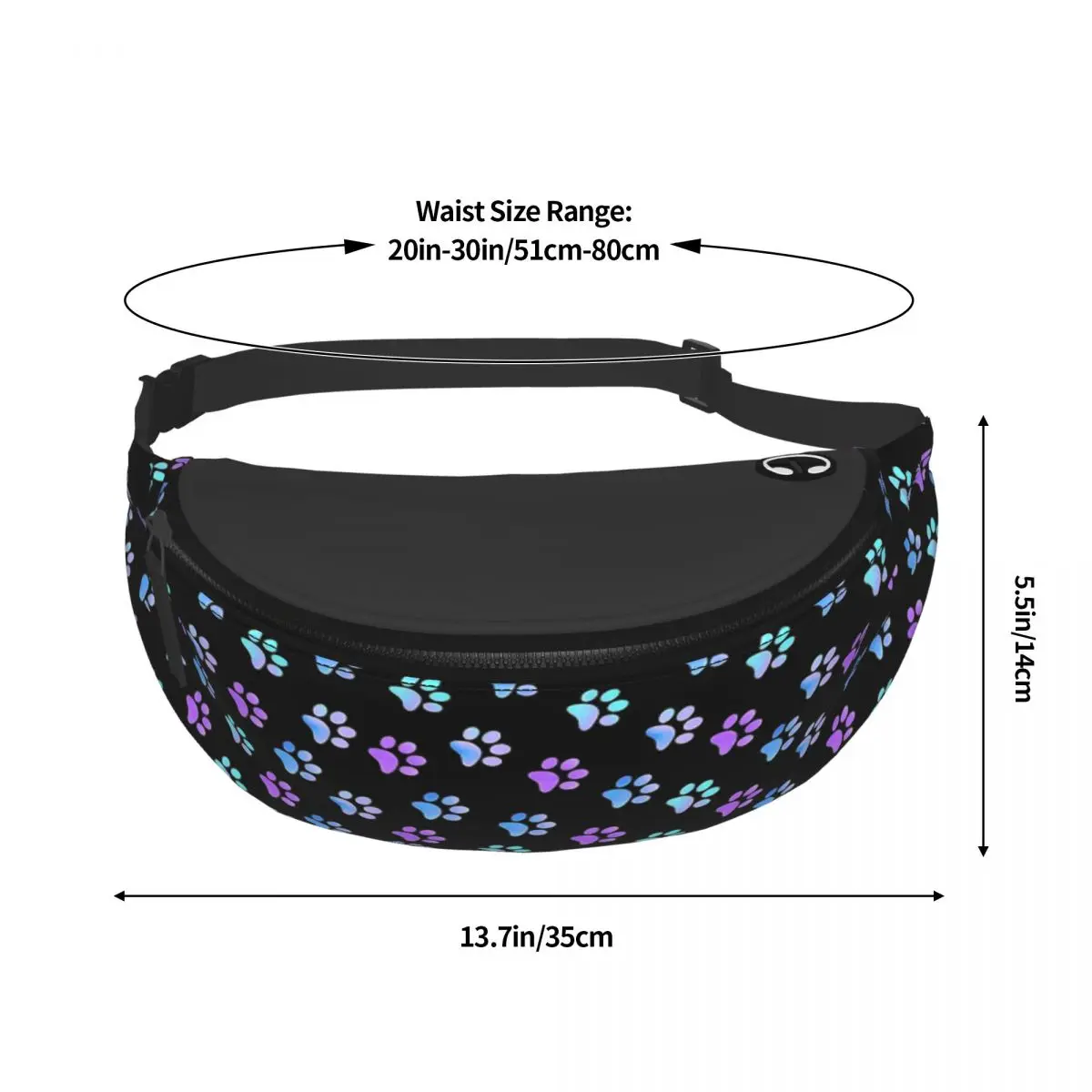 Blue Purple Galaxy Dog Paw Fanny Pack Men Women Fashion Crossbody Waist Bag for Hiking Phone Money Pouch