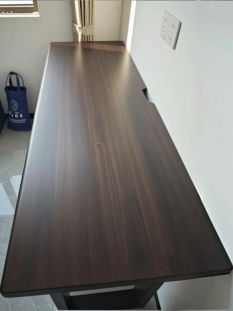 Black walnut color, solid wood large board double computer desk desktop bedroom desk