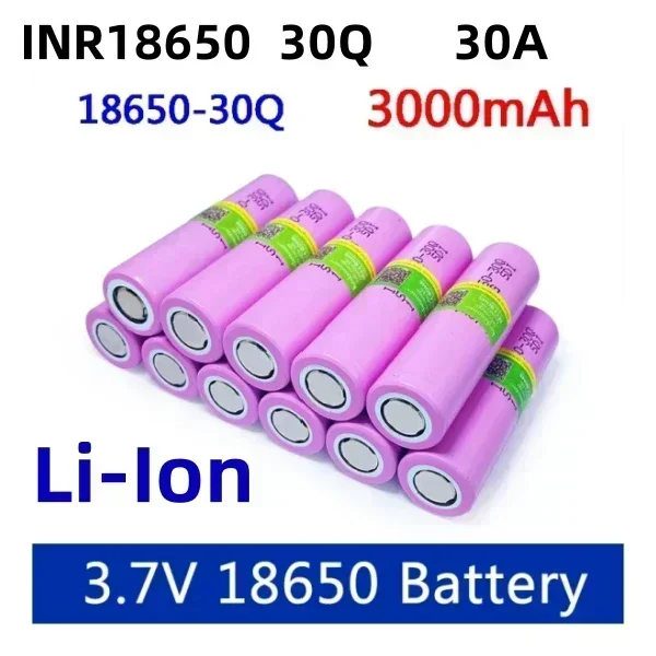 2025 nueva batería recargable INR18650100% V, 3.718650 mAh, INR18650, 30Q, 30A potencia de descarga alta, 3000mah