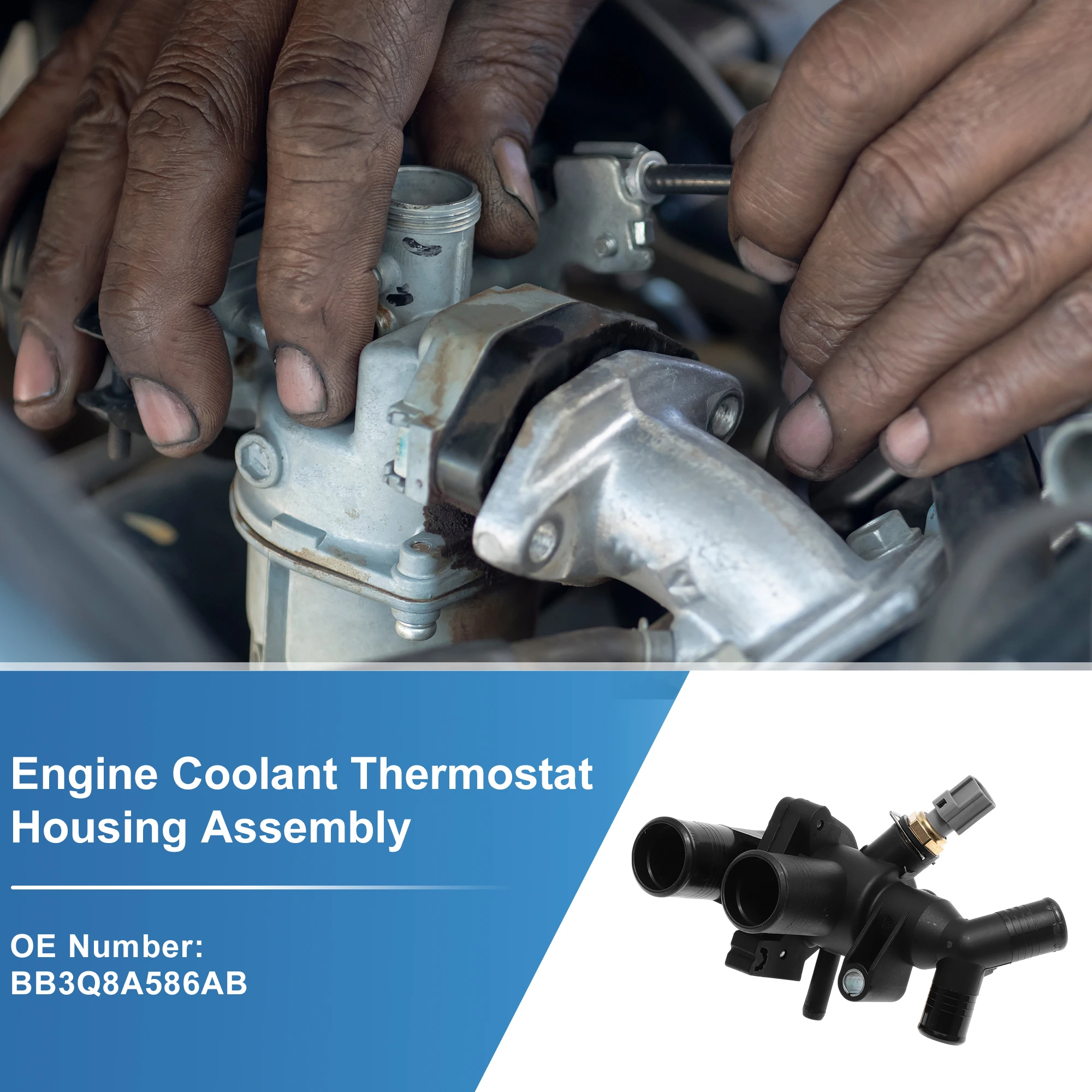 

X Autohaux Корпус термостата охлаждающей жидкости двигателя в сборе No BB3Q8A586AB для автобуса Ford Transit