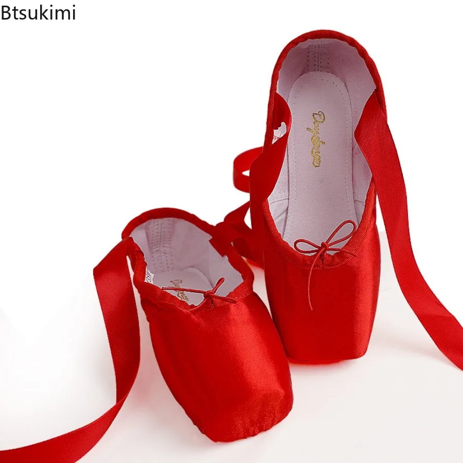

New 2025 Ballet Shoes Children's Pointe Practice Dance Shoes Adult Satin Sturdy Durable Soft Flexible Flat Ballet Shoe for Women