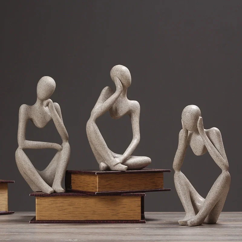Vilead Nordic Abstract Sculpture Thinker Statue Resin Woman Figurine Office Home Decoration Accessories Decor Crafts Modern Art