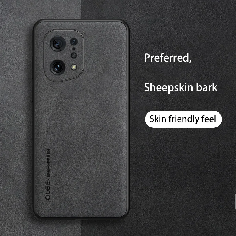 حافظة هاتف ناعمة من جلد الغنم ، غطاء خلفي من الجلد ، مقاوم للصدمات ، لهاتف oppo بحث x5 pro lite 5g ، findx6 x6pro