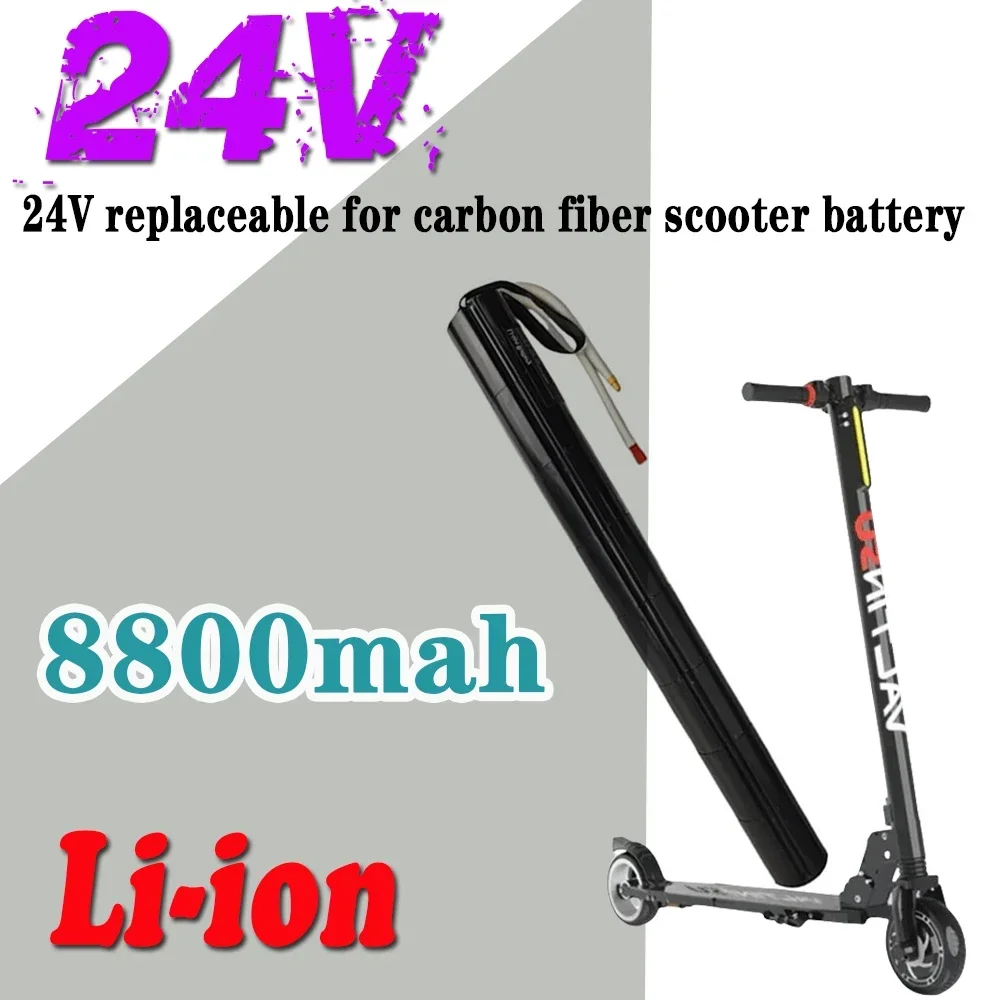 

24V 8800mAh 18650 Lithium ion Battery, Carbon Fiber Battery Rechargeable Battery Pack, Suitable for Power Board Scooter Use