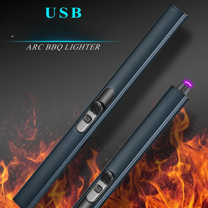 2023 New Outdoor BBQ USB Arc Lighter Rechargeable Long Kitchen Gas Stove Lighter Windproof Plasma Arc Flameless Electric Lighter