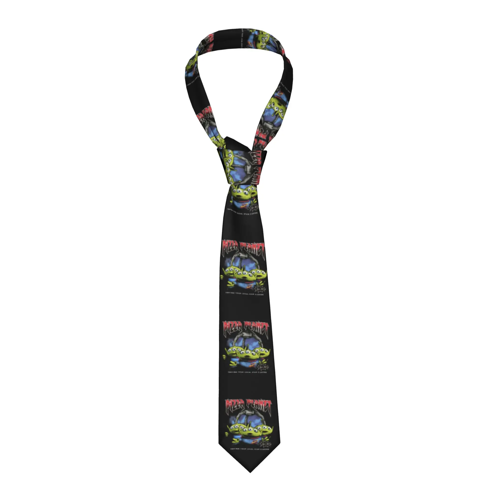 

Классический галстук из шелка с изображением инопланетян из «Истории игрушек» и «Пицца-планеты», мужской, персонализированный, с тремя глазами, для бизнеса, Gravatas