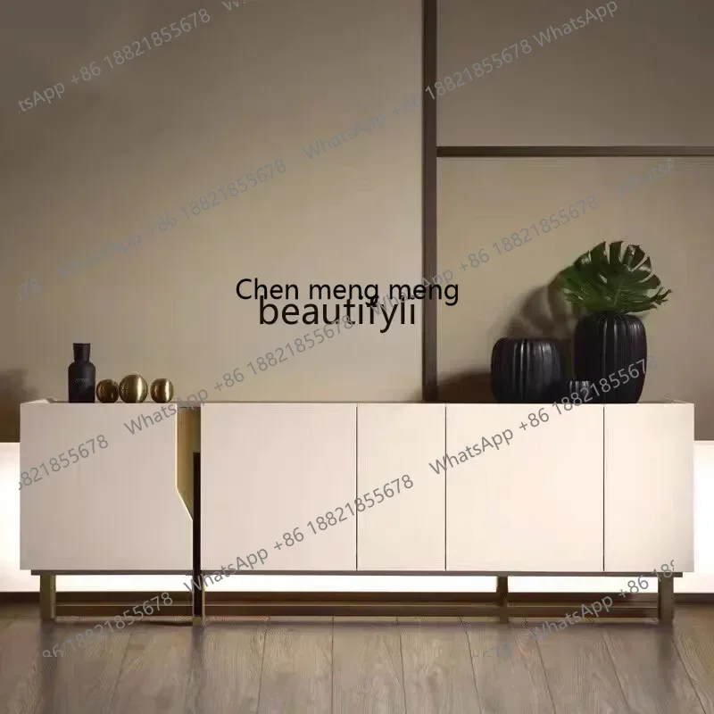 

Q178 CC Italian light luxury marble living room TV cabinet decorative cabinet stainless steel storage side cabinet53