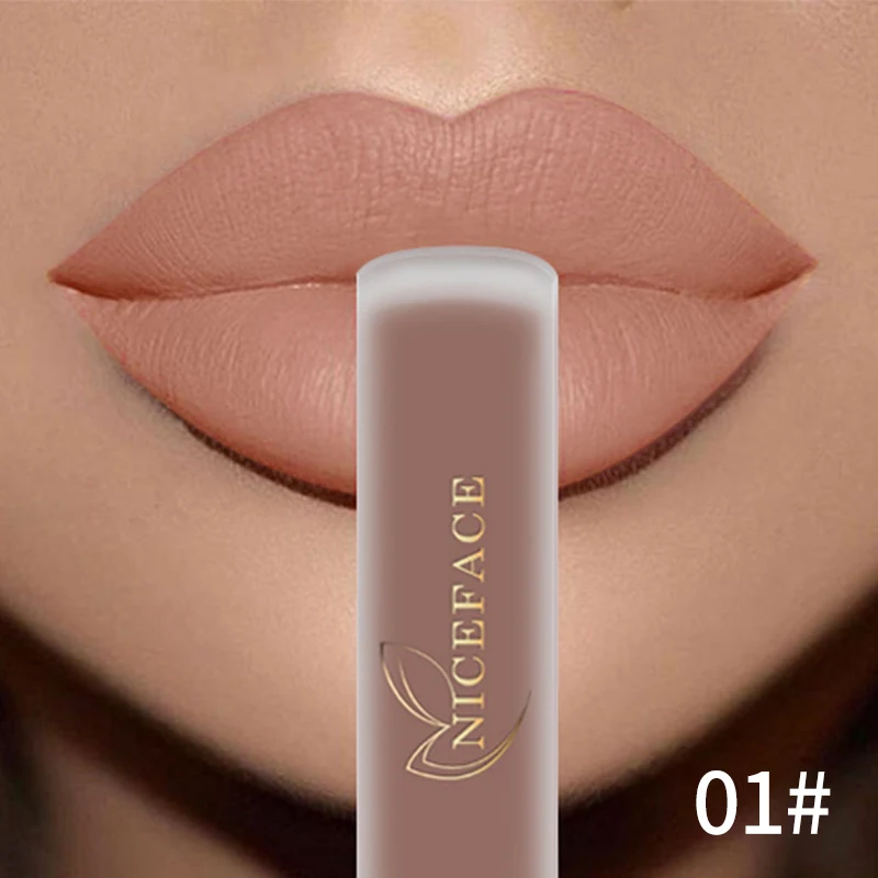 NICEFACE brillo de labios resistente al agua para mujer, brillo de labios mate de larga duración, lápiz labial líquido, cosmético Sexy, tinte de