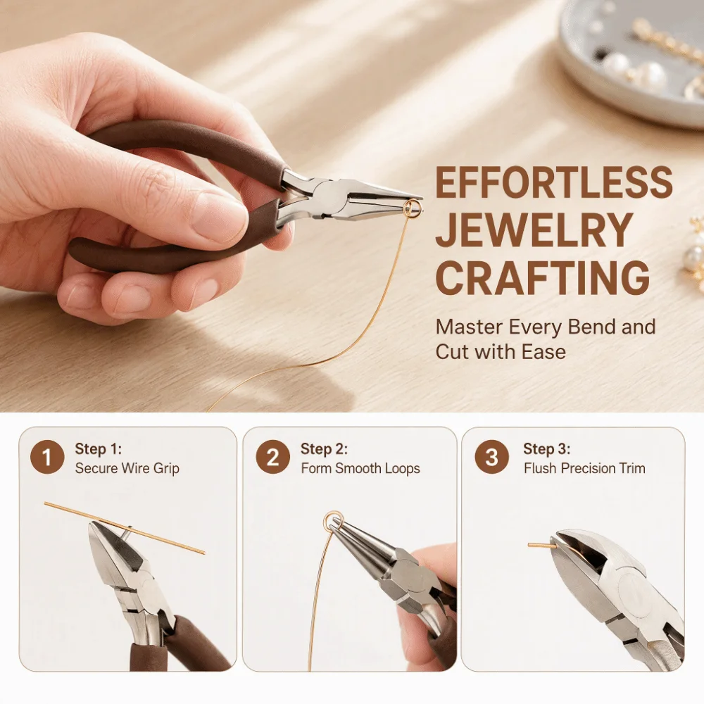 Flat Pliers Jewelry Making Pliers Beading Precision Cutting Wire Pliers Round mouth Curved mouth Concave Pliers