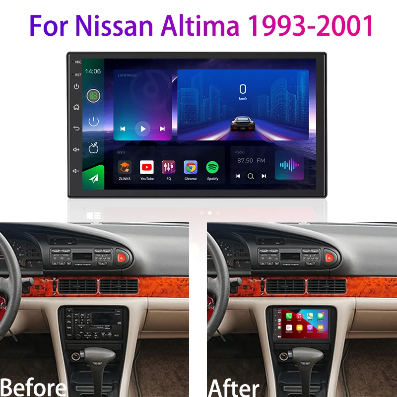 7'' For Nissan Altima 1993-2001 Car Radio 4G SIM Wireless Android 15 Auto Steering Wheel Control BT GPS Google Map 2DIN FM Wifi