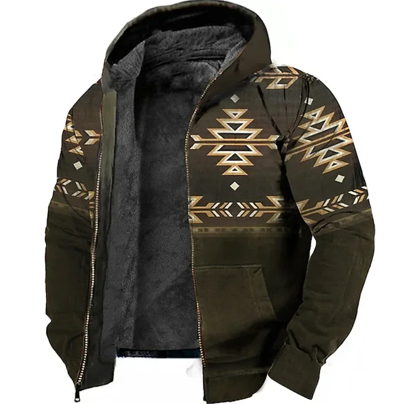 

Vintage Fleece Coat Winter Zip-up Hoodies Men Eagle American Flag Tribal Sweatshirts Parka Jackets Clothing Outerwear Tops