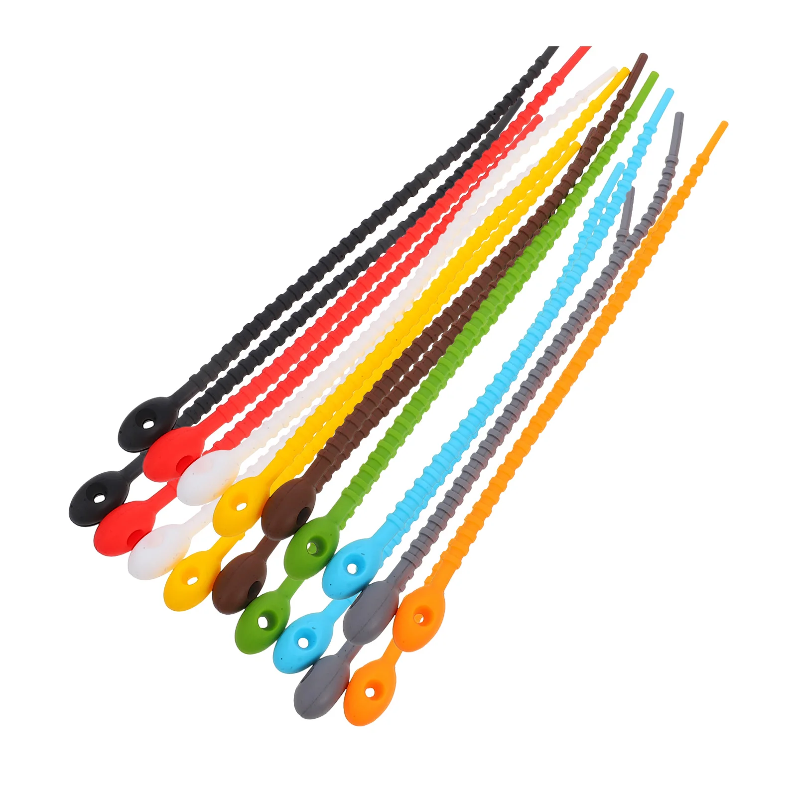 

18Pcs Selflocking Silicone Cable Ties High Elasticity Reusable Cord Management Straps for Desktop Kitchen Bbq Wire Bundling