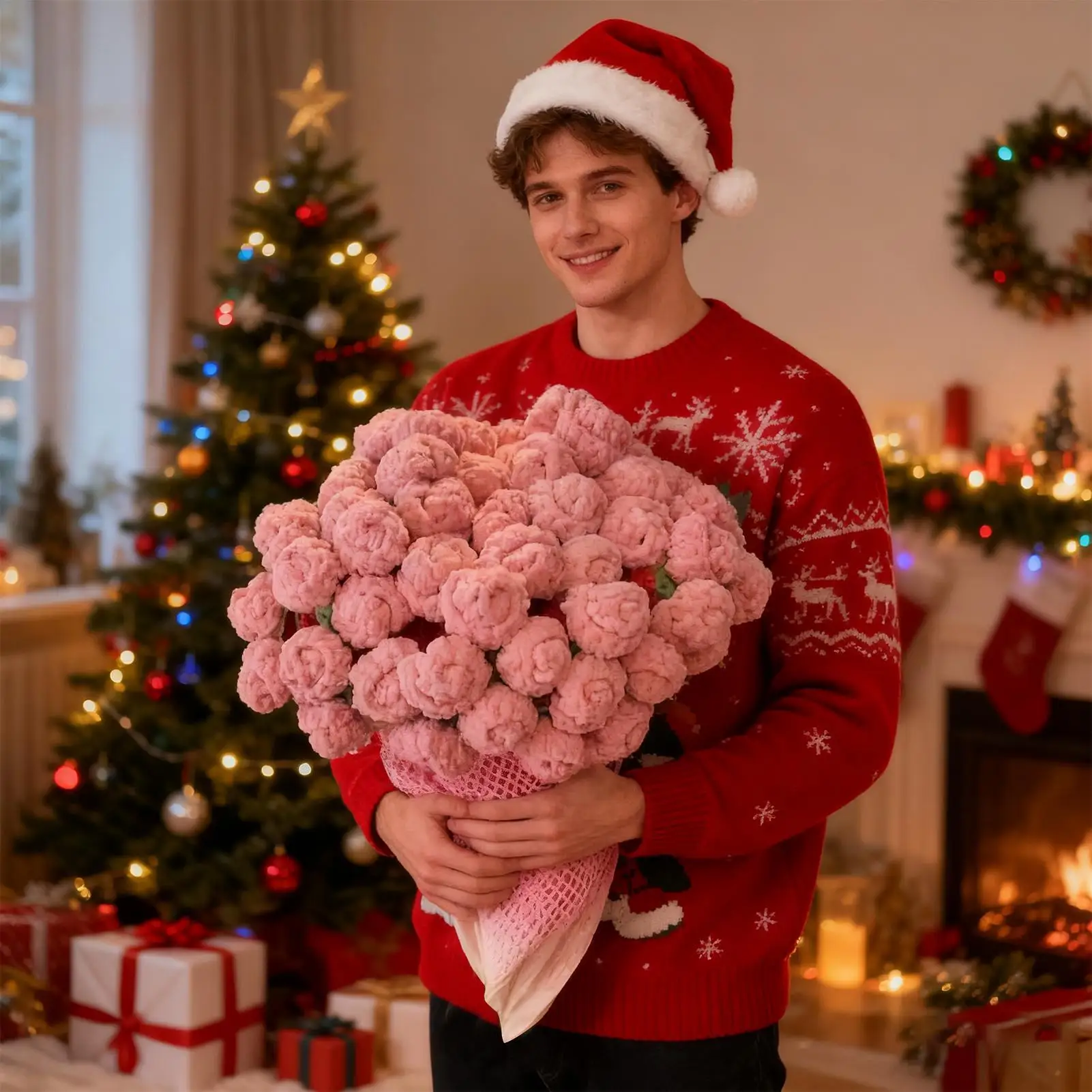 

Комплект для вязания крючком, одеяло с цветами, принадлежности для рукоделия, розовый букет, одеяло, комплект для вязания для взрослых, женщин, мам, домашний декор, пледы для кровати, дивана