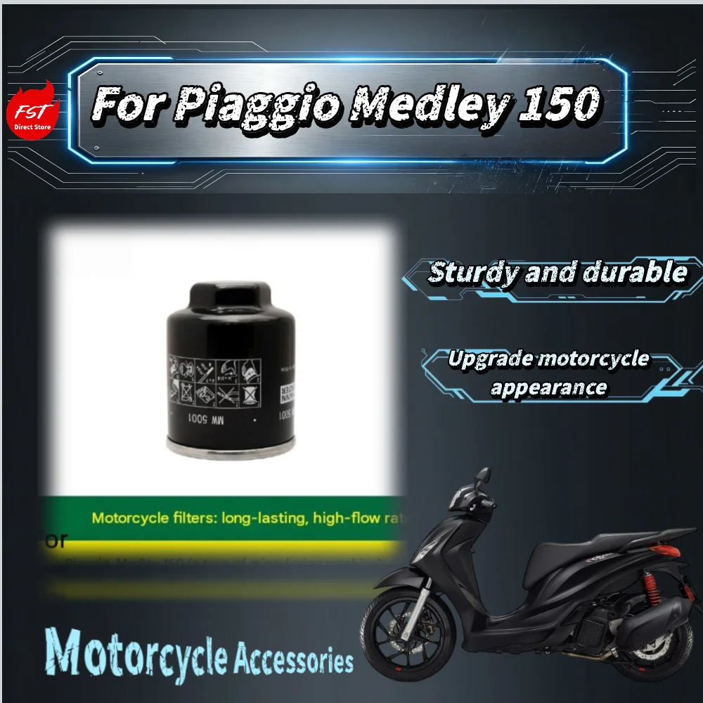 For Piaggio Medley 150 Moto Oil Filter, Leak-proof Nitrile Gasket, High Filtration Performance Keeps Engine Oil Clean