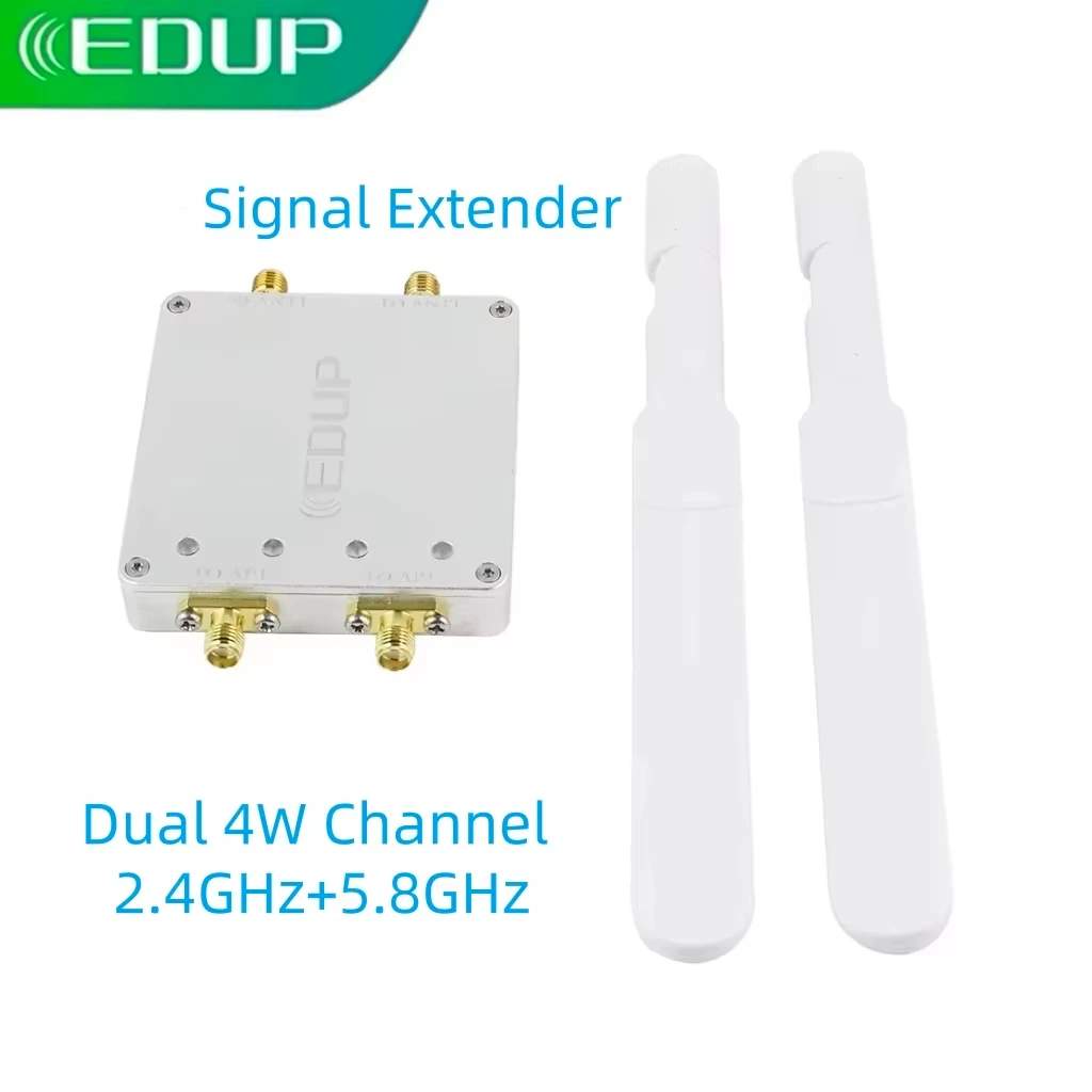 

EDUP AB022 4 Вт 2,4 ГГц 5,8 ГГц двухдиапазонный усилитель Wi-Fi, удлинитель сигнала высокой мощности, повторитель дальнего действия с антенной для Wi-Fi-маршрутизатора