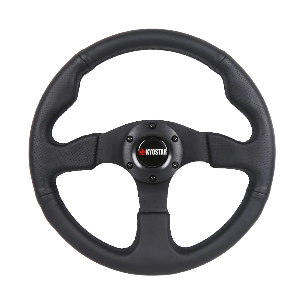 13 Inch 330mm Flat Bottom Leather Racing Car Steering Wheel for Performance Driving Experience