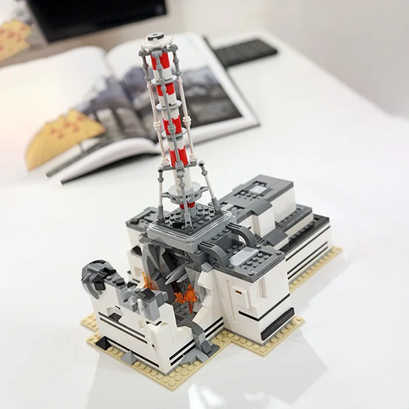 

853 шт., большой исторический диорама Moc, набор строительных блоков, кирпичей — модель позы с ядерным растением — образовательный дисплей для учебы.