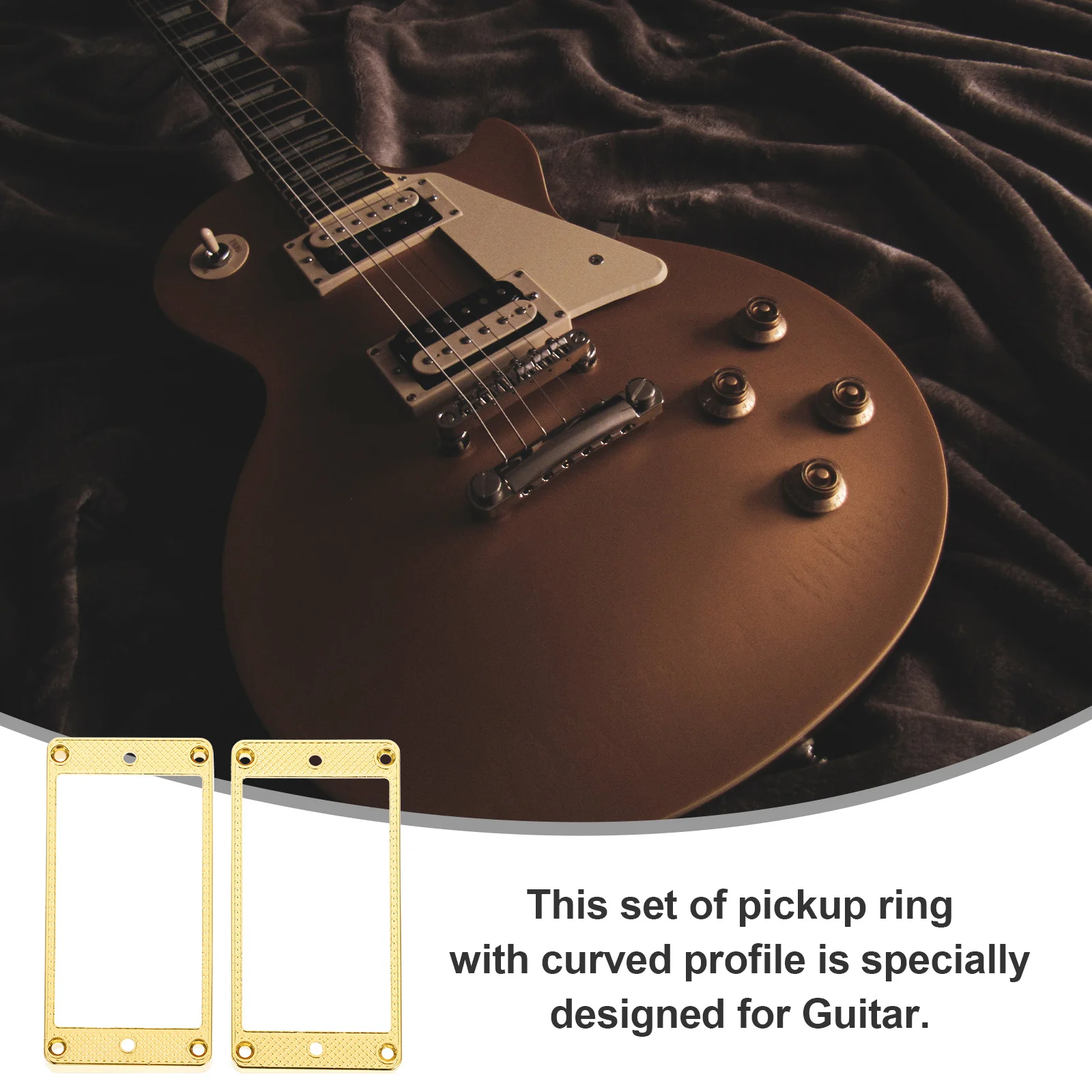 

Pair of Curved Gold Metal Pickup Frames for Electric Guitar Humbucker Neck Bridge Mounting Ring Replacement Plate