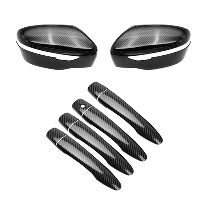 

NEW-Rearview Mirror Cover+ Exterior Door Handle Covers Trim Set For Nissan Rogue TIIDA X-TRAIL Maxima Kicks
