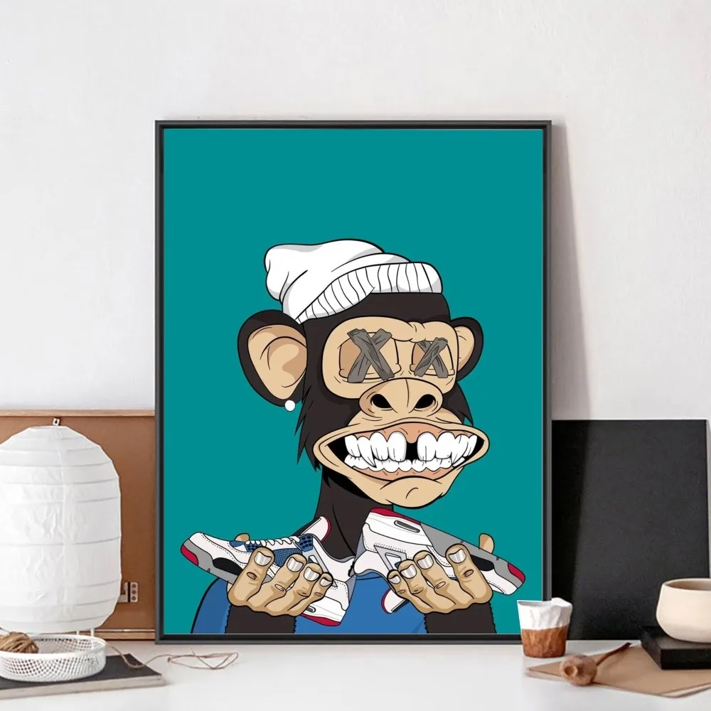 Bored Ape Graffiti Style Street Art No Framed Poster Kraft Club Bar Paper Vintage Poster Wall Painting Bedroom Study Stickers