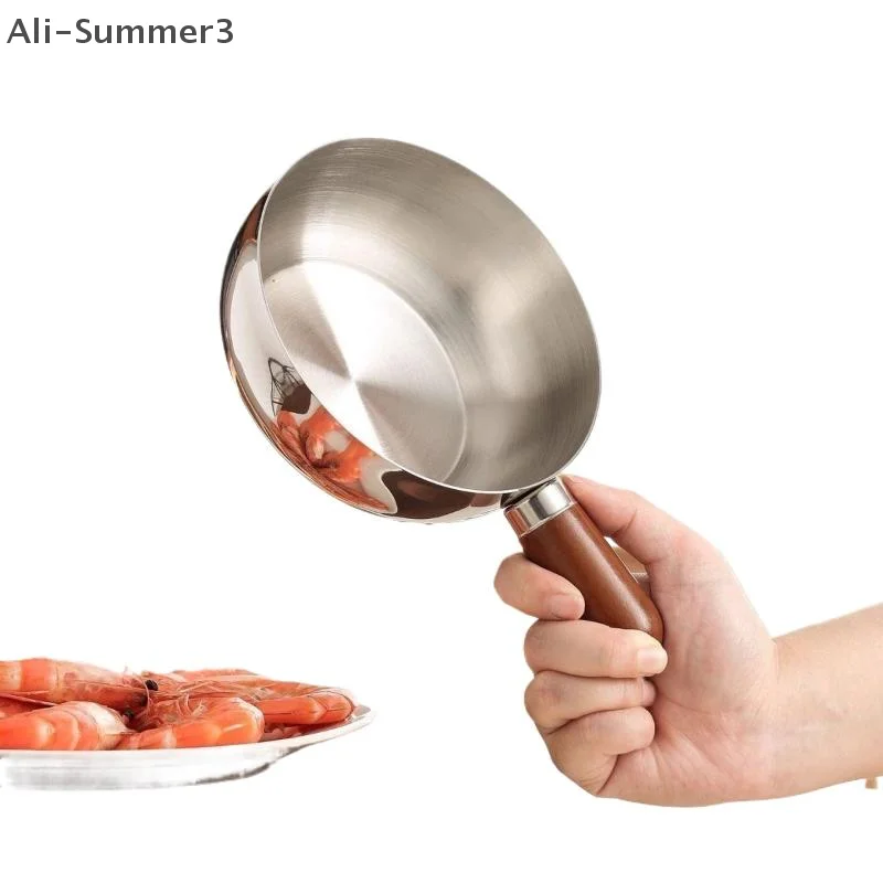 وعاء شخص واحد وعاء من الفولاذ المقاوم للصدأ الجوز الخشب مقبض سلطة الفاكهة وعاء الزبادي الإفطار أداة الطبخ مطعم المطبخ