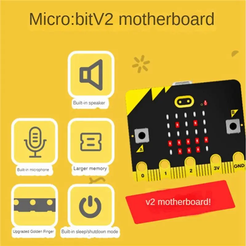 Placa base AA08-10X Bbc Microbit V2.0, una introducción a la programación gráfica en la placa de desarrollo programable Python A