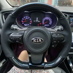 Hand-stitched carbon fibre Genuine Leather Steering Wheel Cover For Kia K5 Optima K4 Cachet 2013-2017 Cee'd 2 Ceed 2015-2018