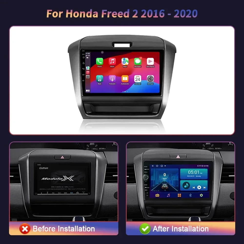 Car Radio Central Multimedia Navigation Android 14 For Honda Freed 2 2016-2020 Wireless Carplay Stereo Head Unit Screen GPS