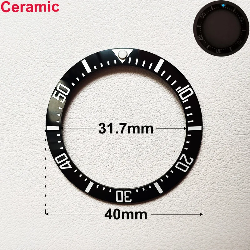 40mm * 31.7mm Ceramic Watch Tilt Bezel Insert Fit 42mm to 44mm Diving GMT Yacht Sea Dweller Watch Cases Watch Ring Accessories