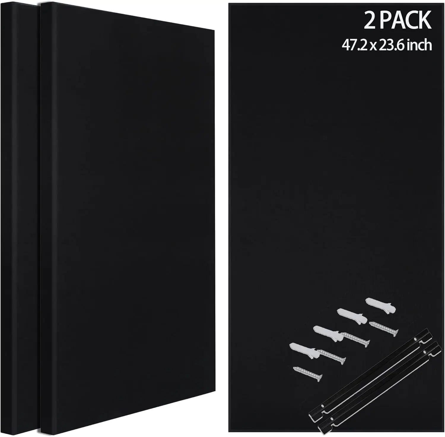 

Комплект из 2 больших акустических панелей для стен, 47,2''x23,7'', декоративные звукопоглощающие панели для студий, офисов, домашних кинотеатров, черные