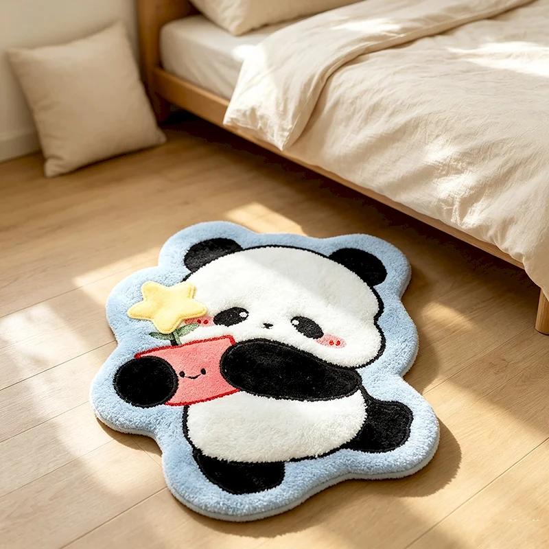 VIKAMA Cartoon Panda Cute Floor Mat Anti Slip Soft Area Carpet Entrance Corridor Water Absorbing Carpet Home Decoration