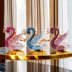 Swan Keychain Hanging Decorations Car Bag Rhinestone Ring Pendant Hangings Gift Ornament