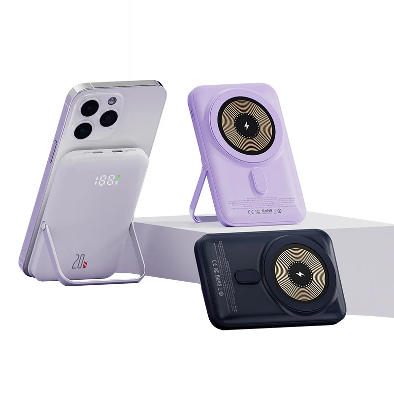 

Magnetic Wireless Charger Magsafe Power Bank 10000mAh with Stand for iPhone 16 Xiaomi Samsung Huawei Portable Induction Charger