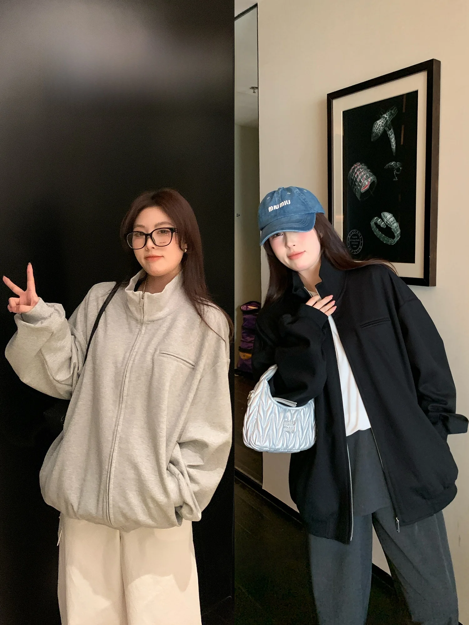 

Женская повседневная утепленная куртка NAZ с двусторонним ребристым воротником, большие размеры, весенняя модная толстовка-верхняя одежда