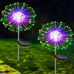 Luces LED solares de fuegos artificiales para exteriores, lámpara de diente de león para jardín, césped, paisaje, luz de vacaciones