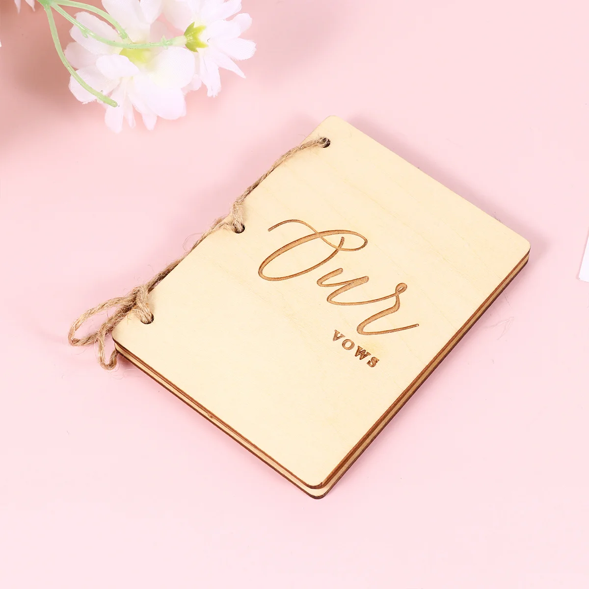 1Pair Rustic Wooden Wedding Vows Booklet Custom Words Sturdy Notebook Bridal Keepsake Celebration Accessory Vow Books
