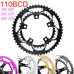 110BCD Road Bike Double Chainring Disc 50T-34T 52T-36T 53T-39T Bicycle Crankset 9S/10S/11S Speed for Sram Ultralight Chainwheel