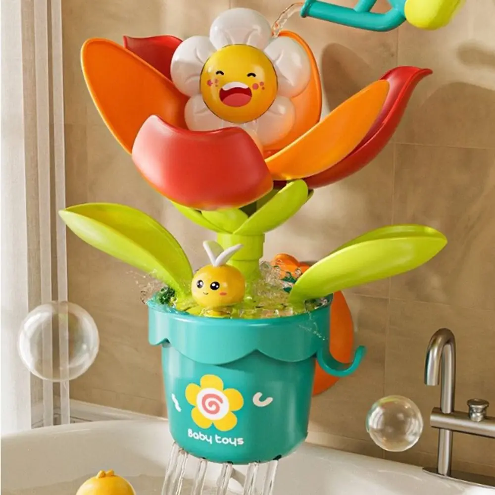 Jouets de bain de tournesol de dessin animé, jouets de douche, floraison lors de l'arrosage, jet d'eau Squ343, jouets d'eau de natation créatifs avec ventouse