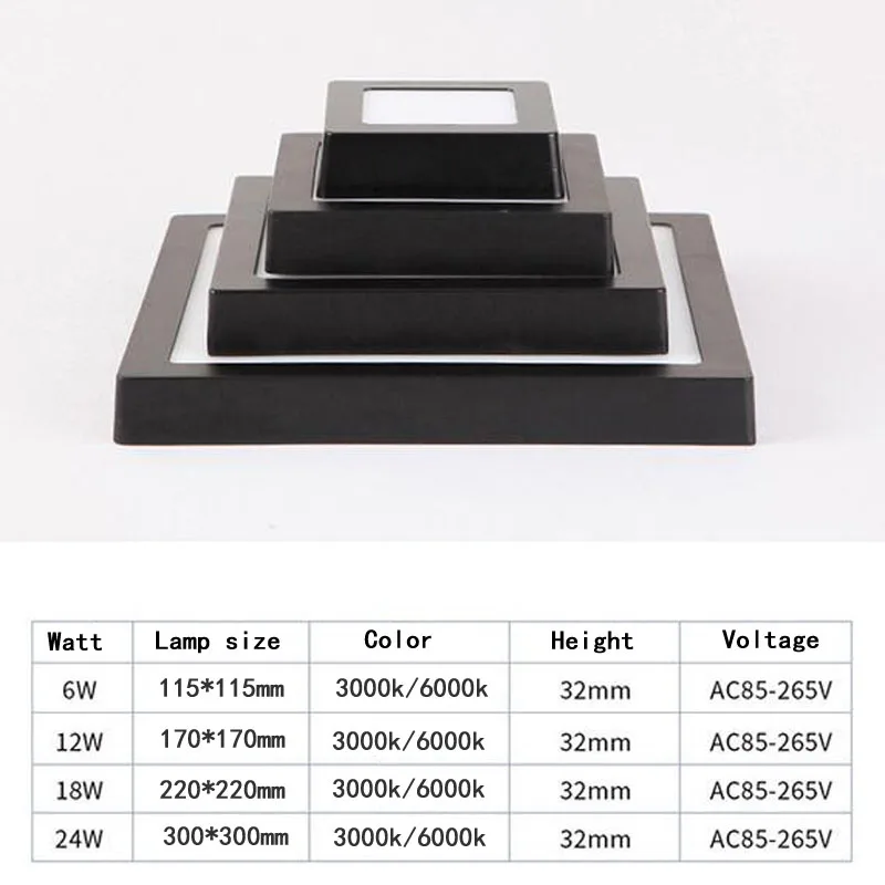 Surface Mounted Ultra-Thin Round Square LED Panel Lights 6W12W18W24W Ceiling Lamp AC110V 220V Downlights Indoor Decoration