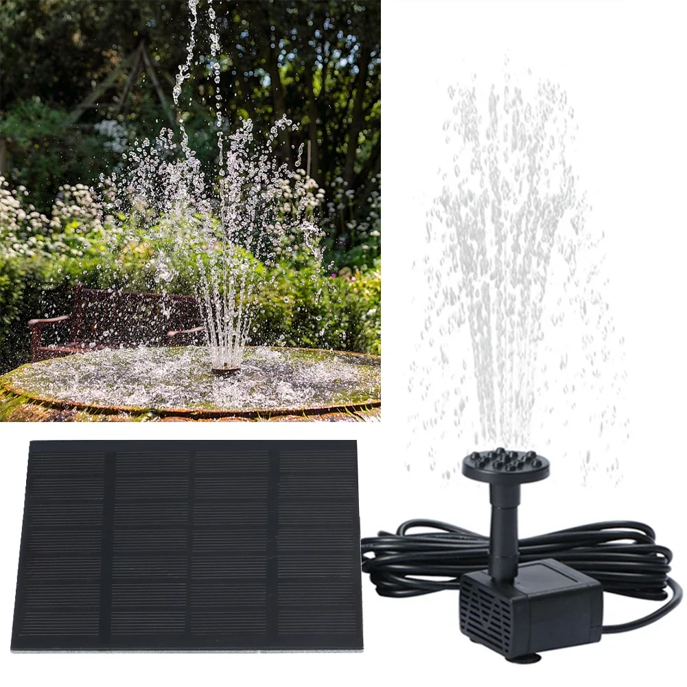 1.5W DIY Solar Water Fountain Pump with 6 Nozzles DIY Solar Water Pump Kit Energy Saving 200L/H for Outdoor Fish Tank Aquarium