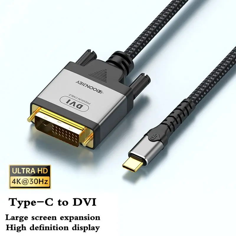 2m 4K Type-C to DVI, VGA Adapter 1080P Laptop Expansion Converter Phone Same Screen Adapter Cable